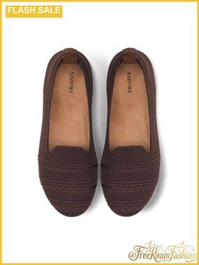 Women's Wide Width Ballet Flats Washable Knit Slip-On Shoes